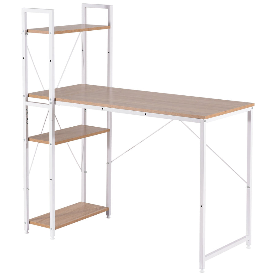 Work desk with wooden shelf