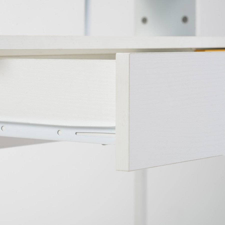 Work desk with wood grain storage stand