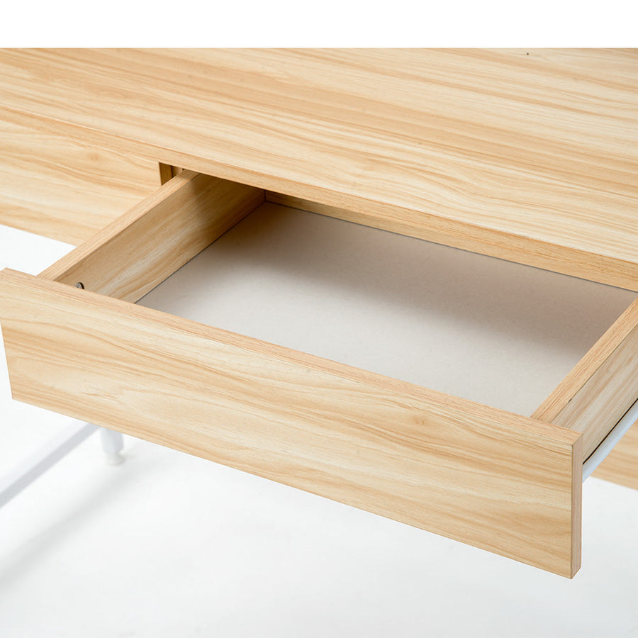 Work desk with wood grain storage stand