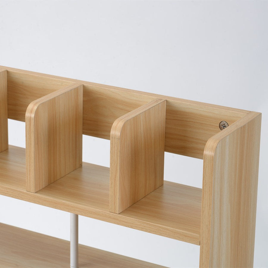 Work desk with wood grain storage stand