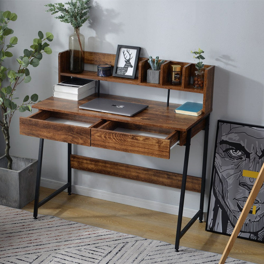 Work desk with wood grain storage stand