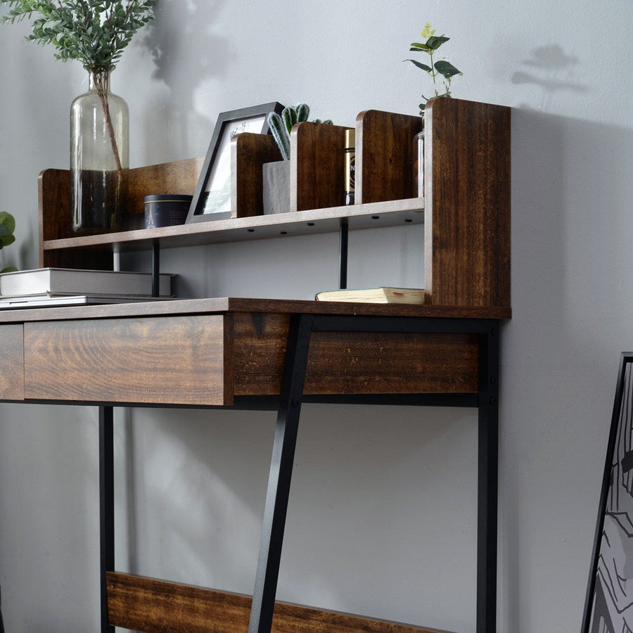 Work desk with wood grain storage stand