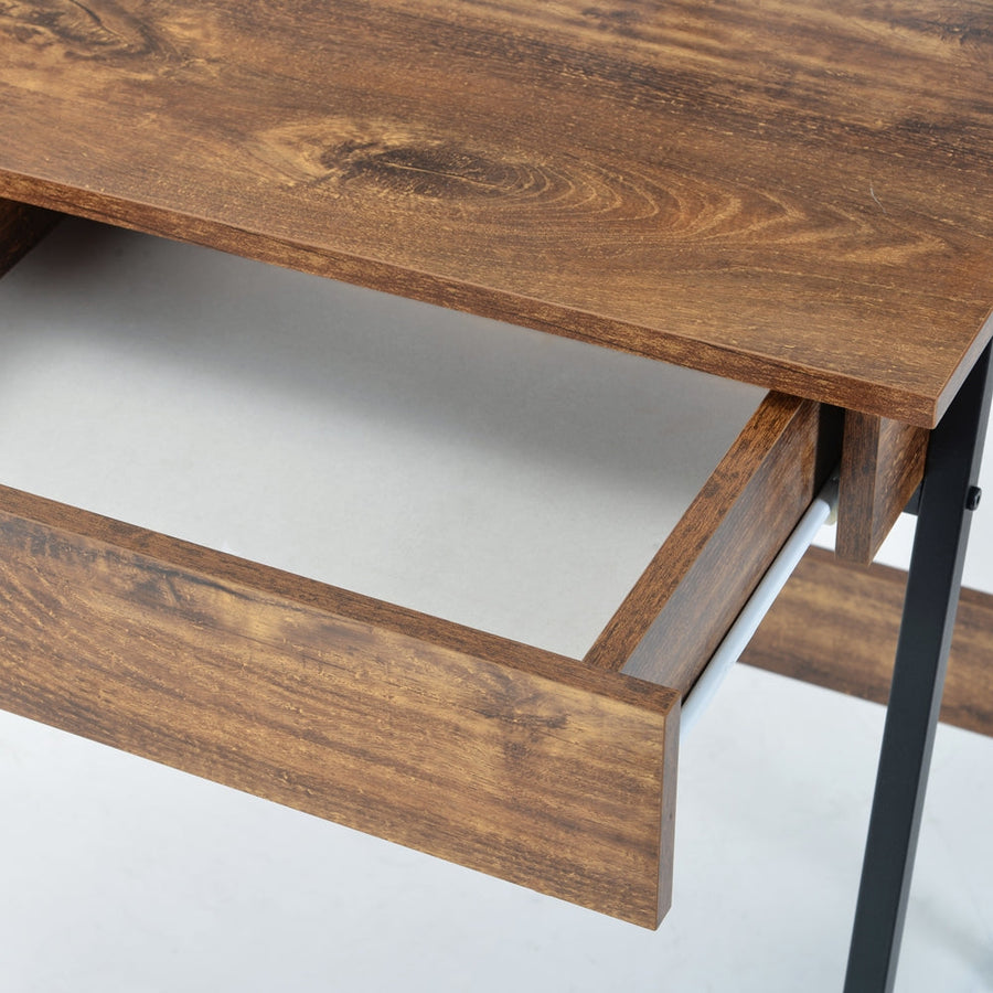 Work desk with wood grain storage stand