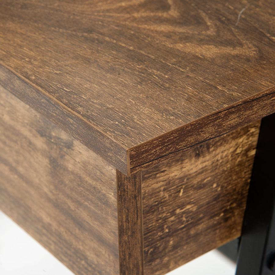 Work desk with wood grain storage stand