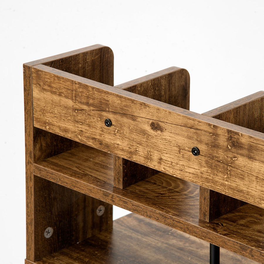 Work desk with wood grain storage stand