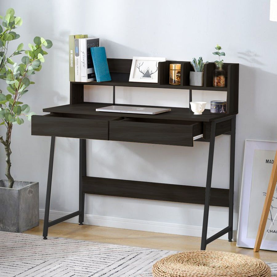 Work desk with wood grain storage stand