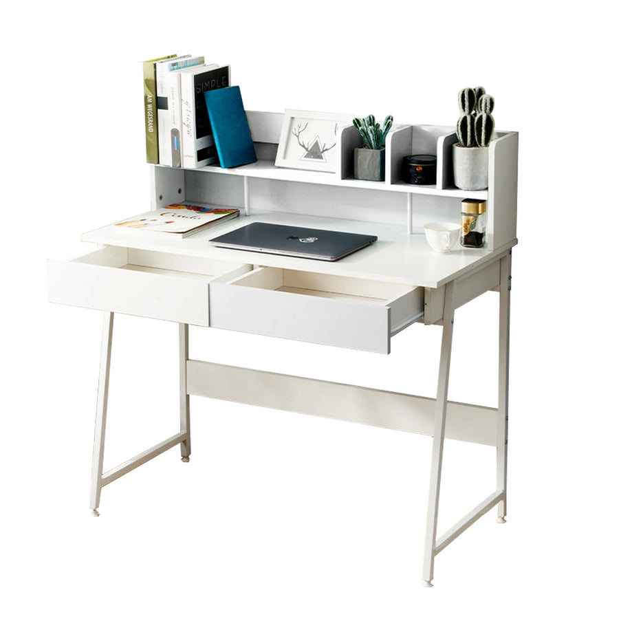 Work desk with wood grain storage stand