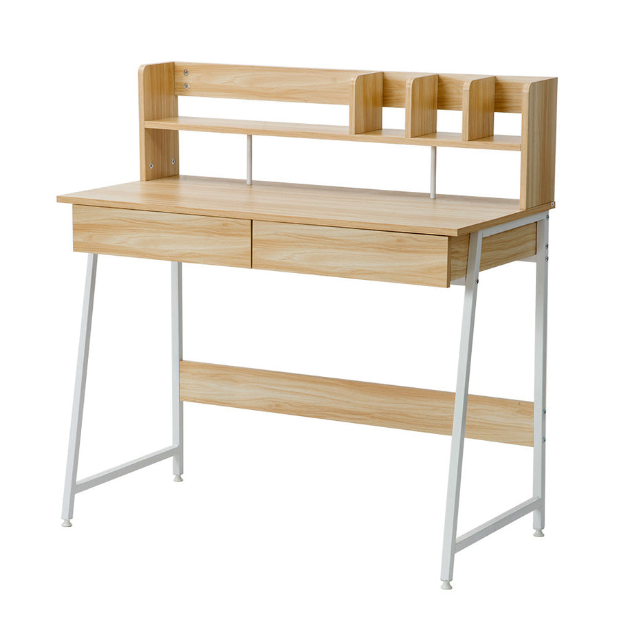 Work desk with wood grain storage stand