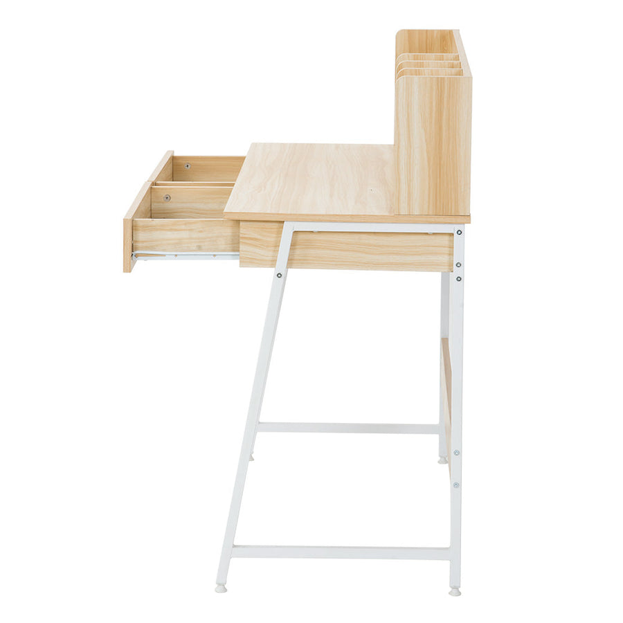 Work desk with wood grain storage stand