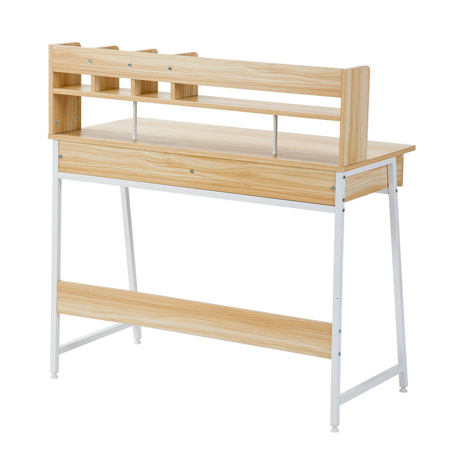 Work desk with wood grain storage stand