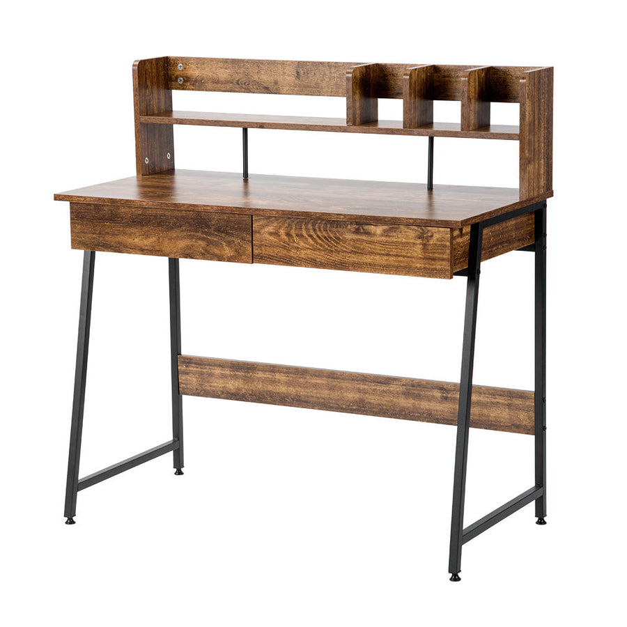 Work desk with wood grain storage stand