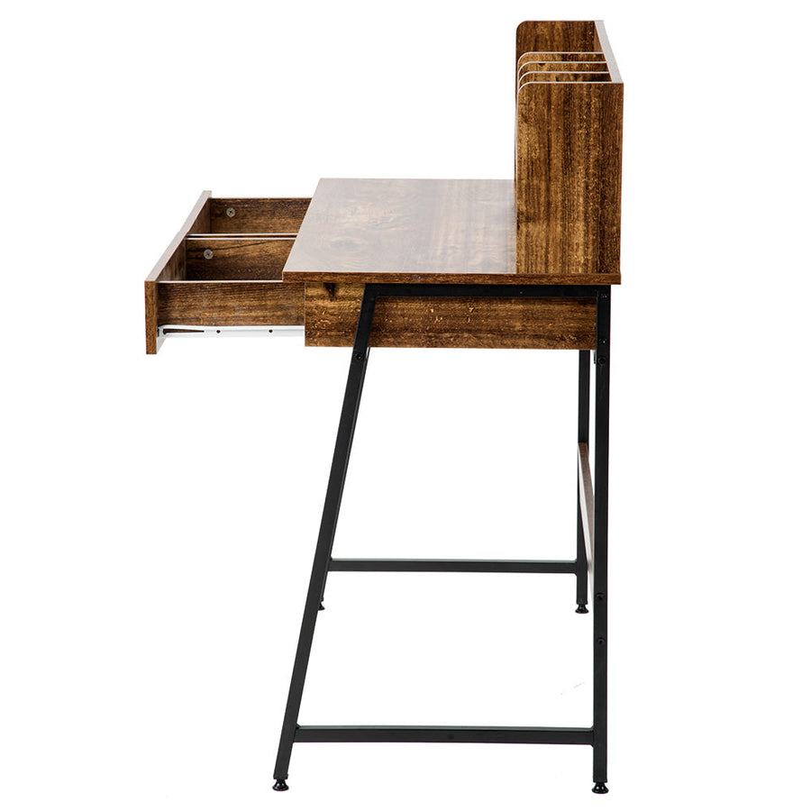 Work desk with wood grain storage stand