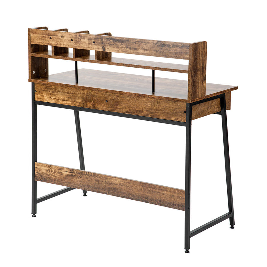 Work desk with wood grain storage stand