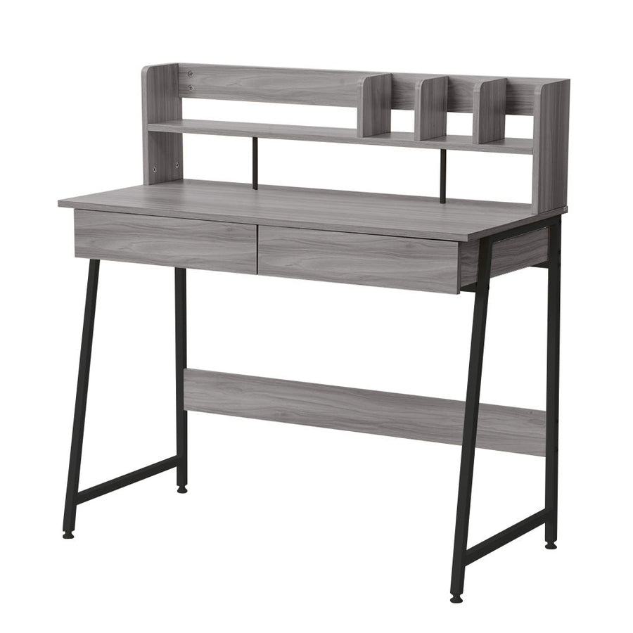 Work desk with wood grain storage stand