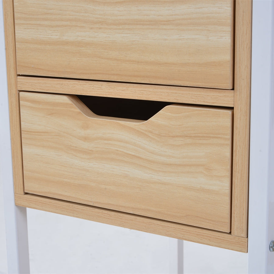 Computer desk with wooden storage rack