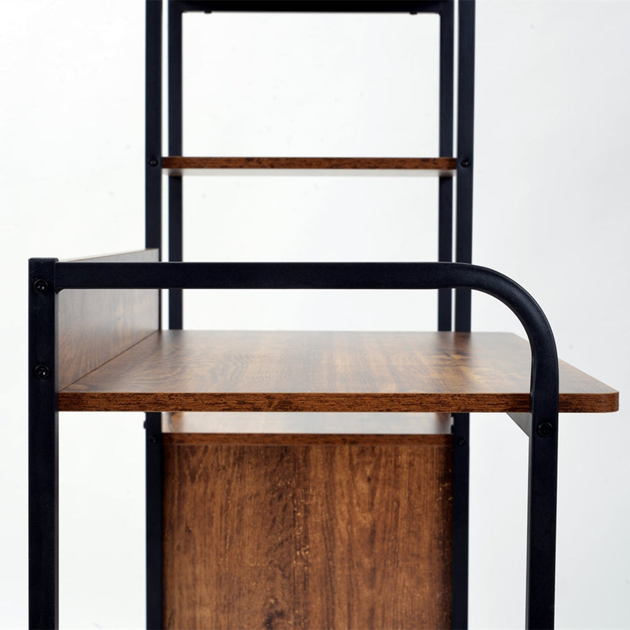 Computer desk with wooden storage rack