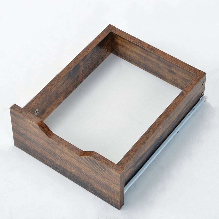 Computer desk with wooden storage rack