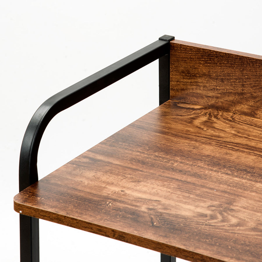 Computer desk with wooden storage rack