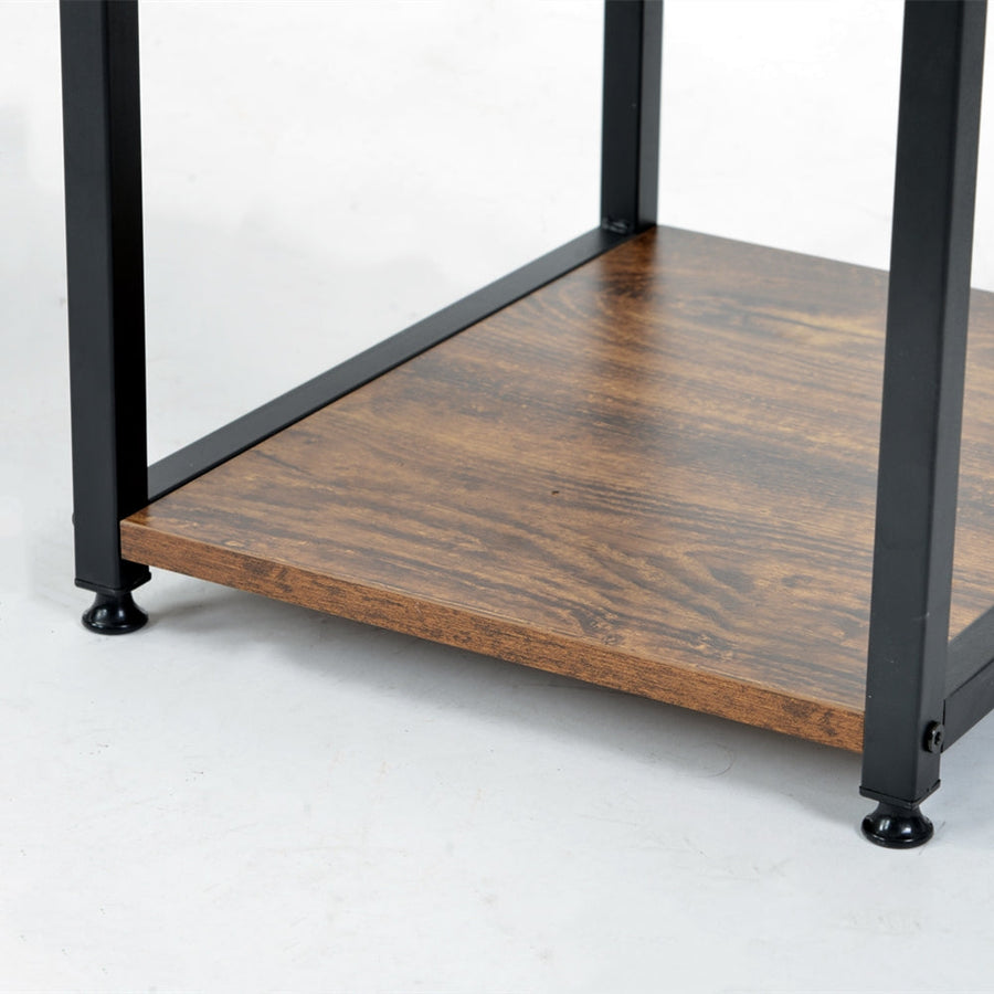 Computer desk with wooden storage rack