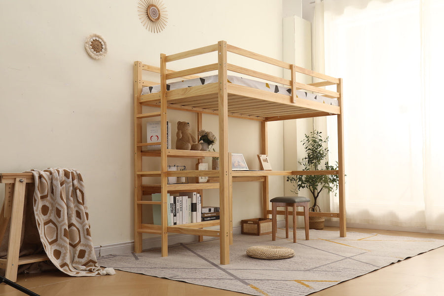 Loft bed with wooden desk
