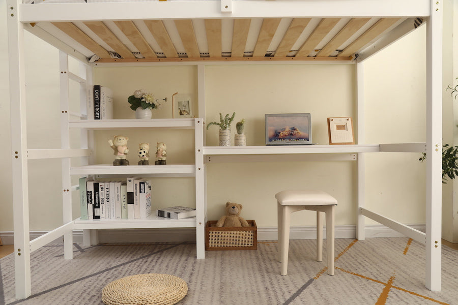 Loft bed with wooden desk