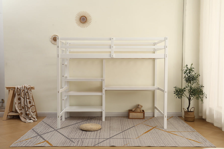 Loft bed with wooden desk