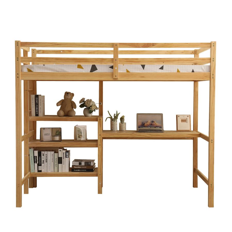 Loft bed with wooden desk