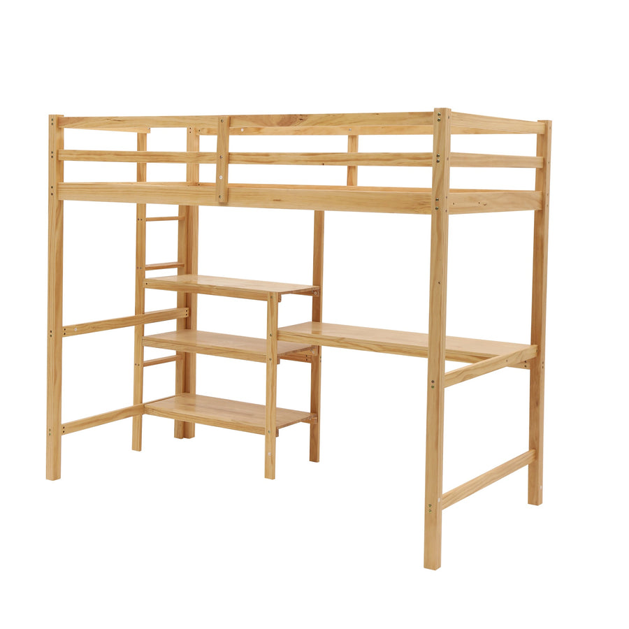 Loft bed with wooden desk