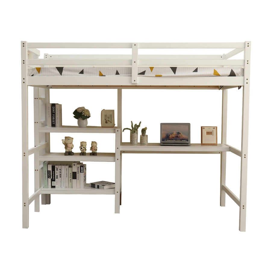 Loft bed with wooden desk