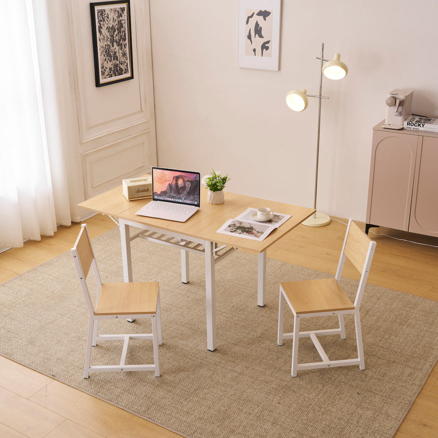 Wooden folding dining set of 3