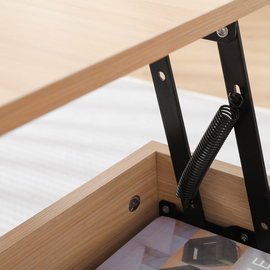 Wooden lift-up storage low table