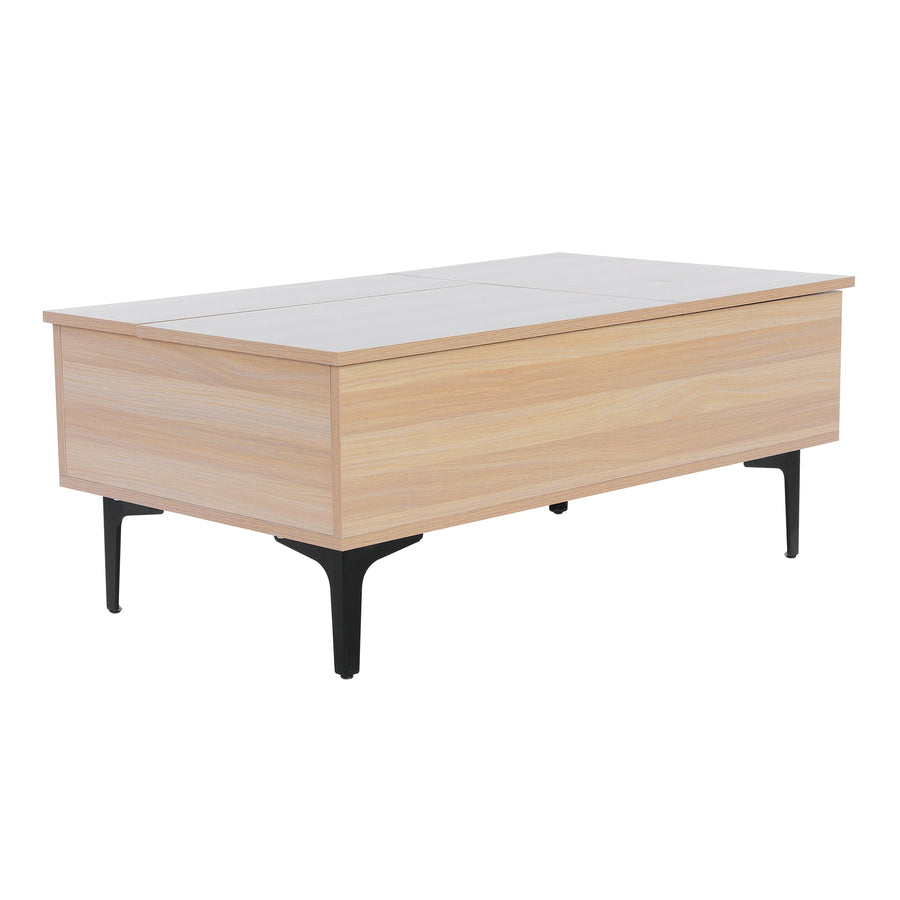 Wooden lift-up storage low table