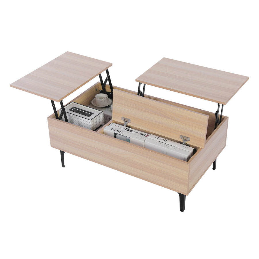 Wooden lift-up storage low table