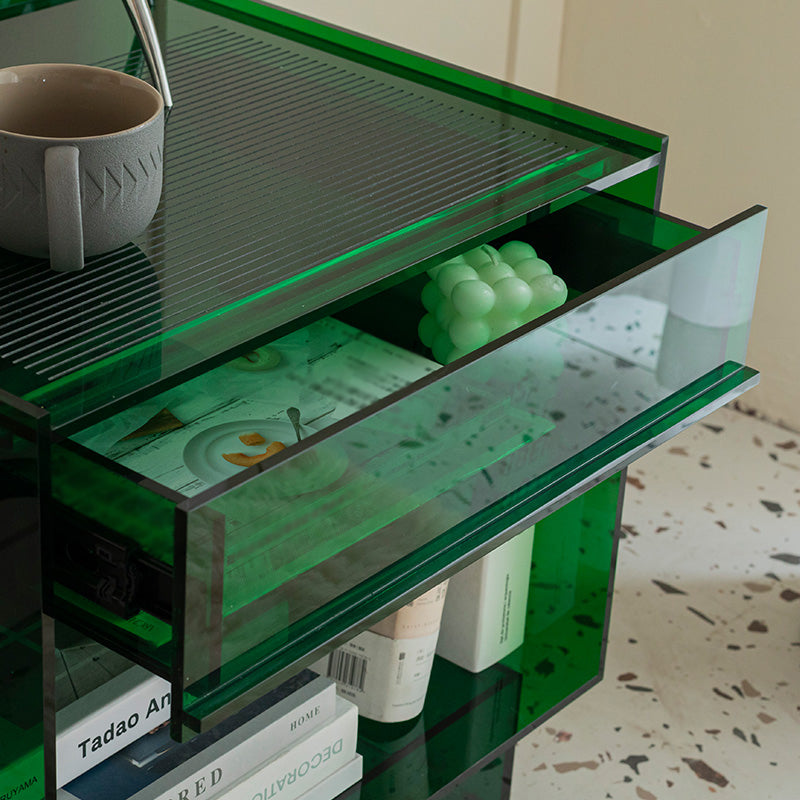Acrylic night table with drawers