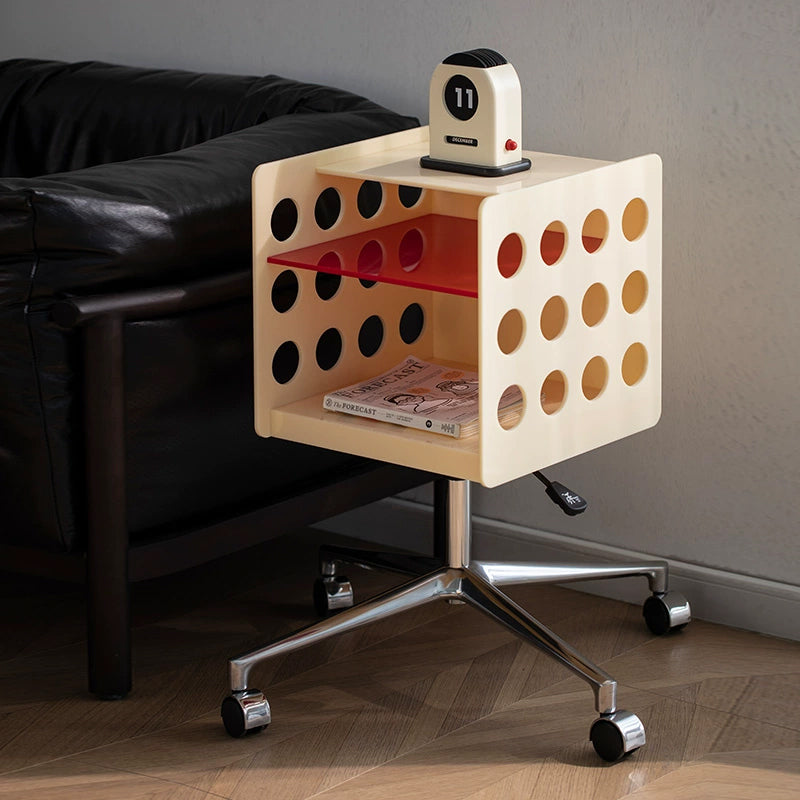 Height-adjustable side table with casters