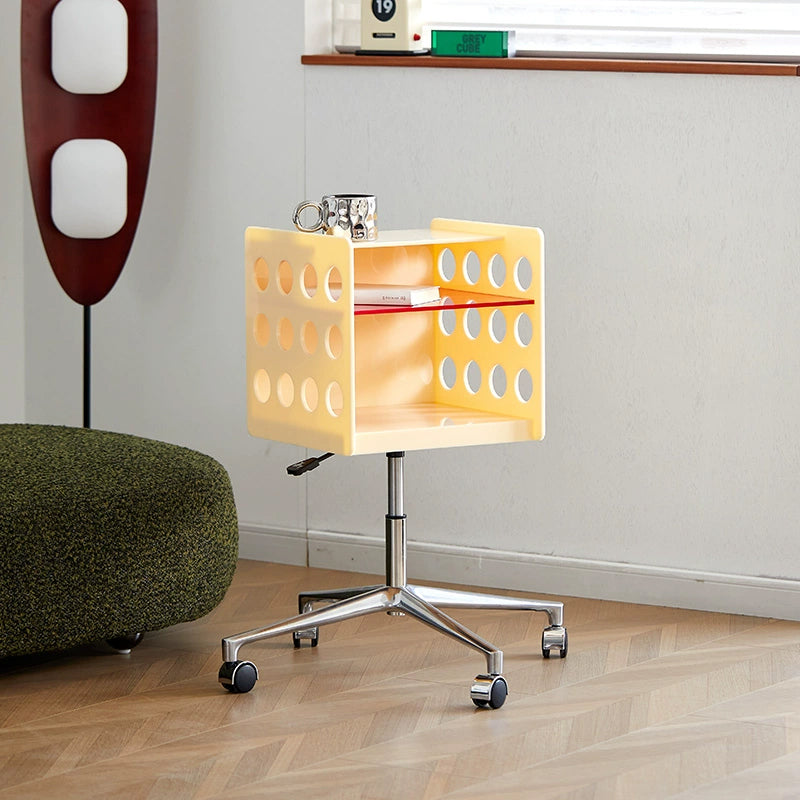 Height-adjustable side table with casters