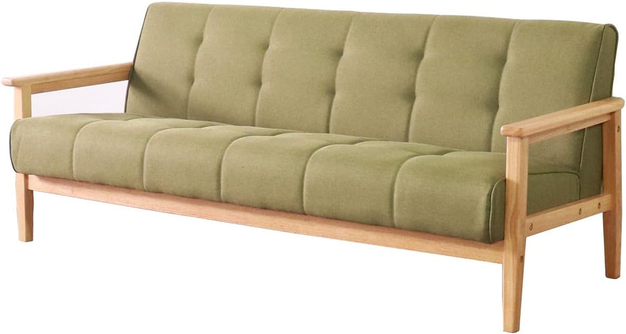 Retro modern natural wood frame fabric 2/3 seater sofa