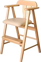 Simple natural wood children's dining chair with armrests