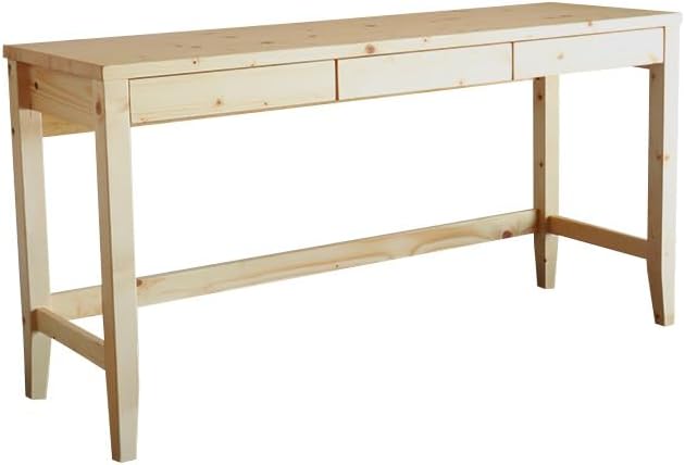 Simple natural wood 140cm wide x 45cm deep living room desk with drawer