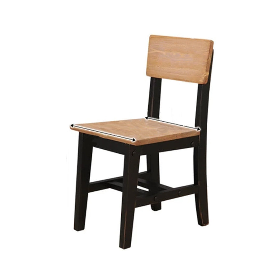 Set of 2 vintage style solid pine dining chairs with natural oil finish (black)