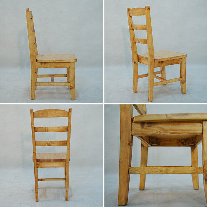 Set of 2 country solid wood high back dining chairs
