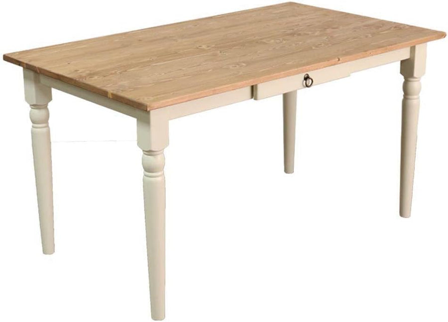 French country pine solid wood natural oil painted dining table 135cm wide