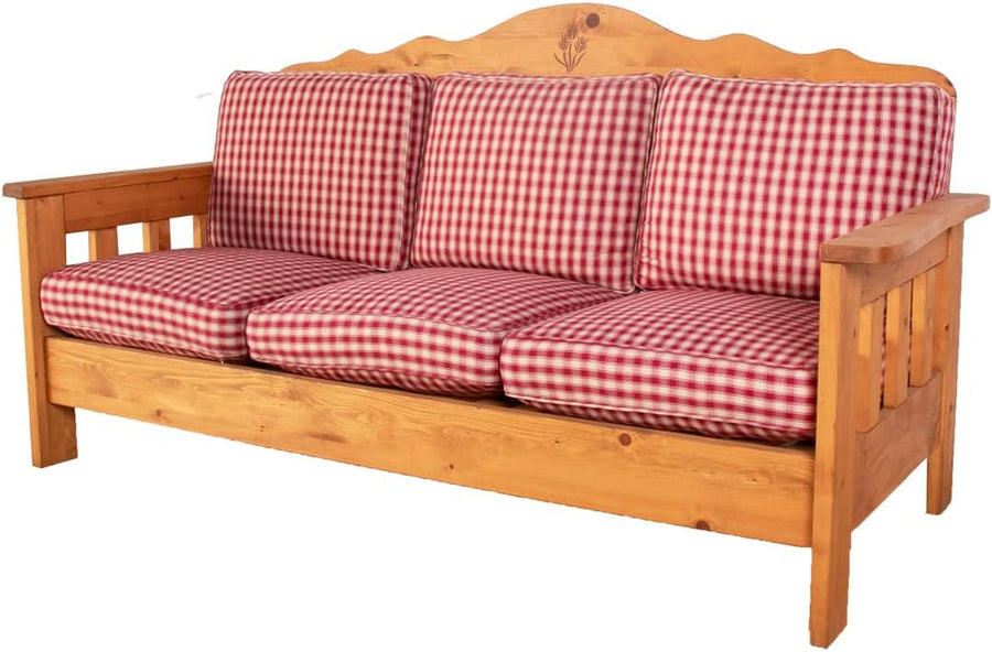 Country pine solid wood natural oil painted 3-seater sofa
