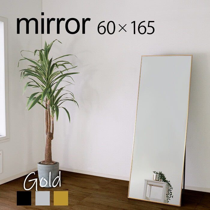Modern aluminum frame stand wide mirror