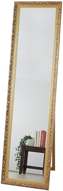 Antique style natural wood frame stand mirror