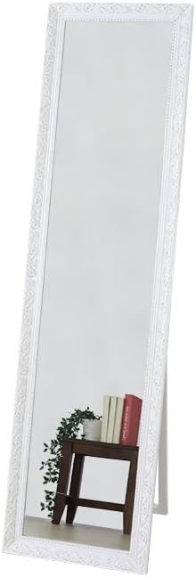 Antique style natural wood frame stand mirror