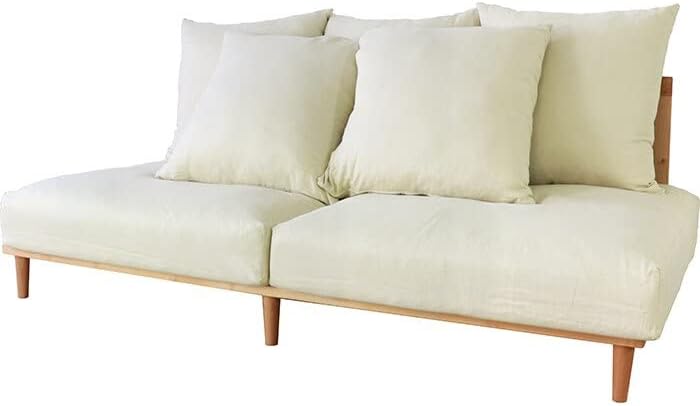 Nordic wooden frame linen sofa with feather cushions
