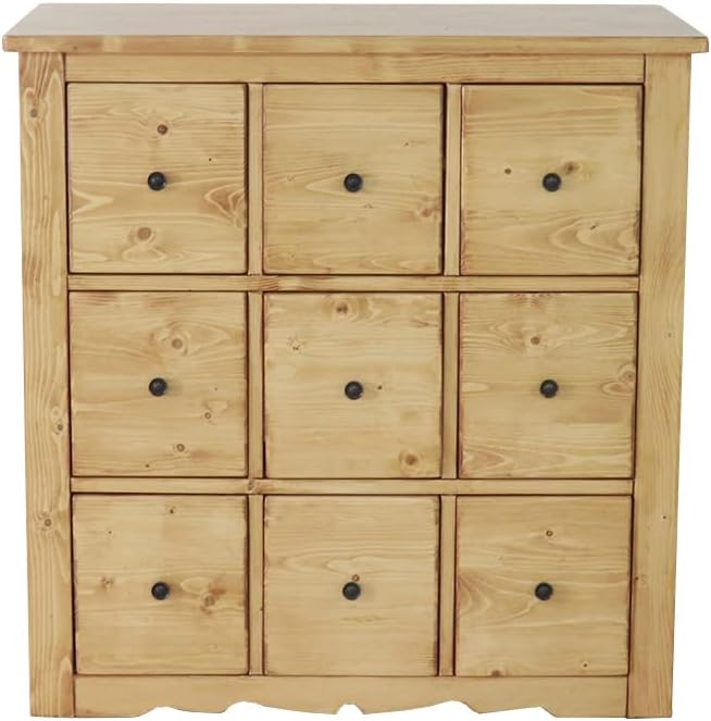 Country pine solid wood 9-drawer chest