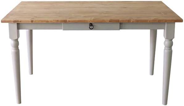 French country pine solid wood natural oil painted dining table 135cm wide
