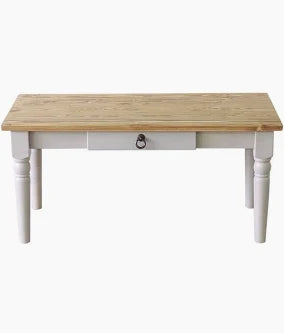 French country pine wood, natural oil coating, 90cm wide low table